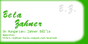 bela zahner business card